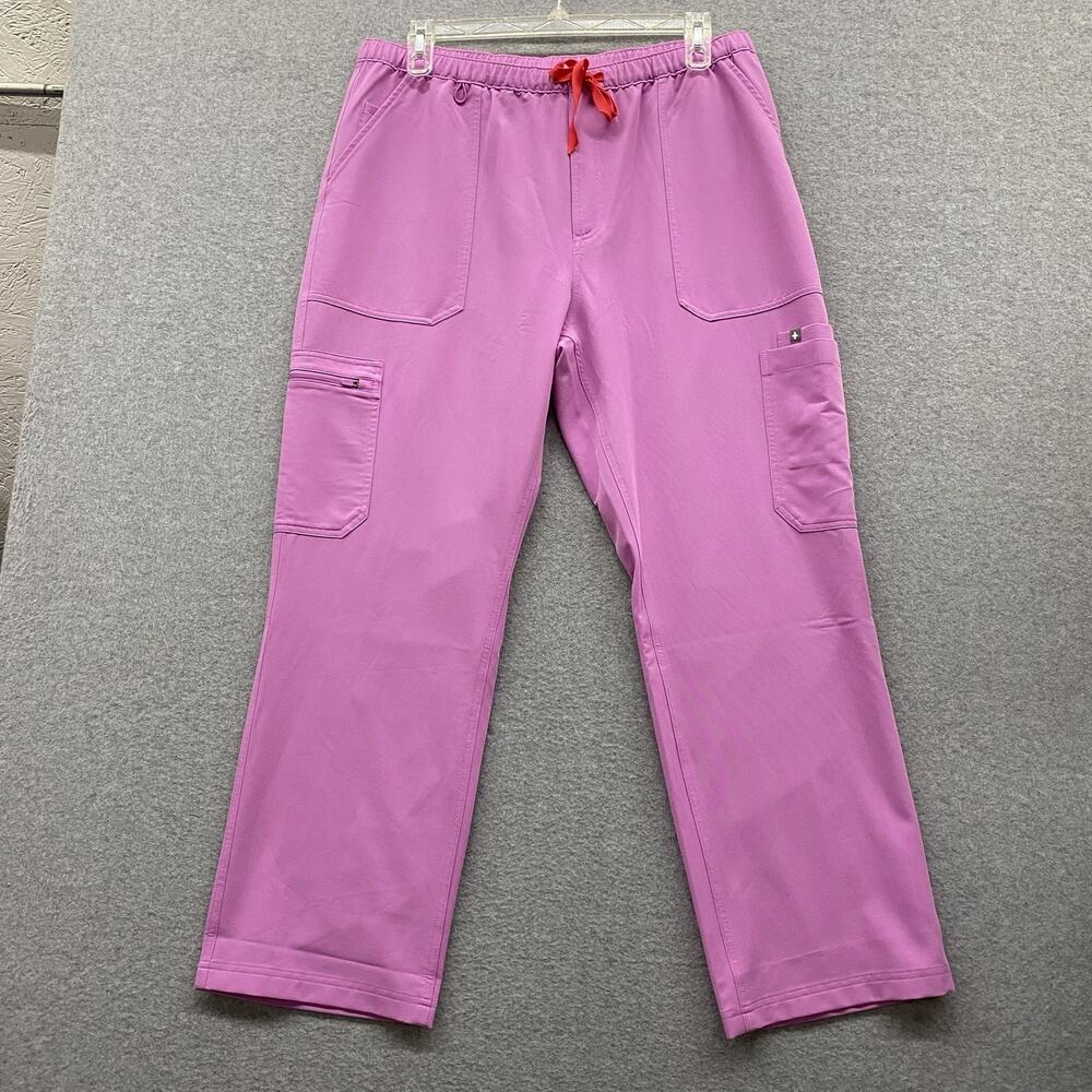 NWT FIGS Cairo Zip Fly Scrub Pants Mens Regular 2XL Pink Stretch Technical Cargo